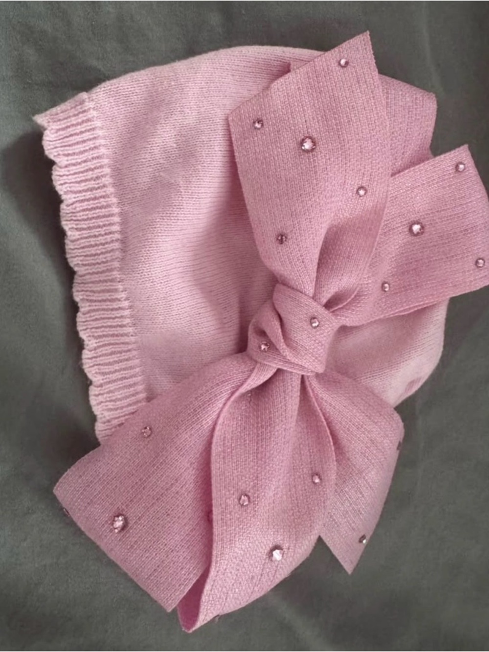 Bari Lynn baby girl hat with giant bow w/ crystals